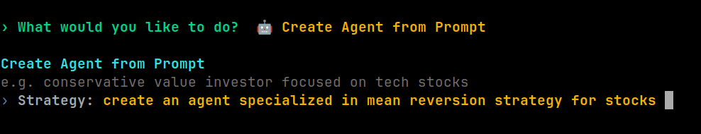 Create agent from prompt interface